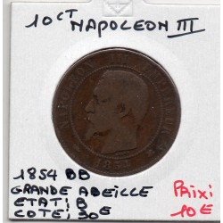 10 centimes Napoléon III tête nue 1854 BB Grande Abeille, France pièce de monnaie