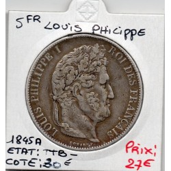 5 francs Louis Philippe 1845 A Paris TTB-, France pièce de monnaie