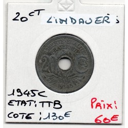 20 centimes Lindauer 1945 C Castelsarrasin TTB, France pièce de monnaie