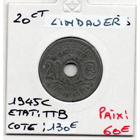 20 centimes Lindauer 1945 C Castelsarrasin TTB, France pièce de monnaie