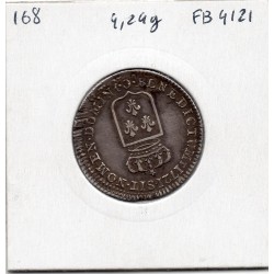1/6 Ecu de France 1721 C Caen Louis XV Flan reformé pièce de monnaie royale