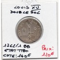 Double Sol 1762/1 BB Strasbourg Louis XV pièce de monnaie royale