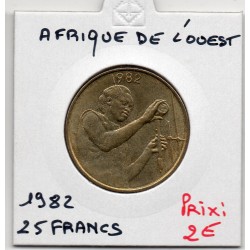 Etats Afrique Ouest 25 francs 1982 Sup KM 9 pièce de monnaie