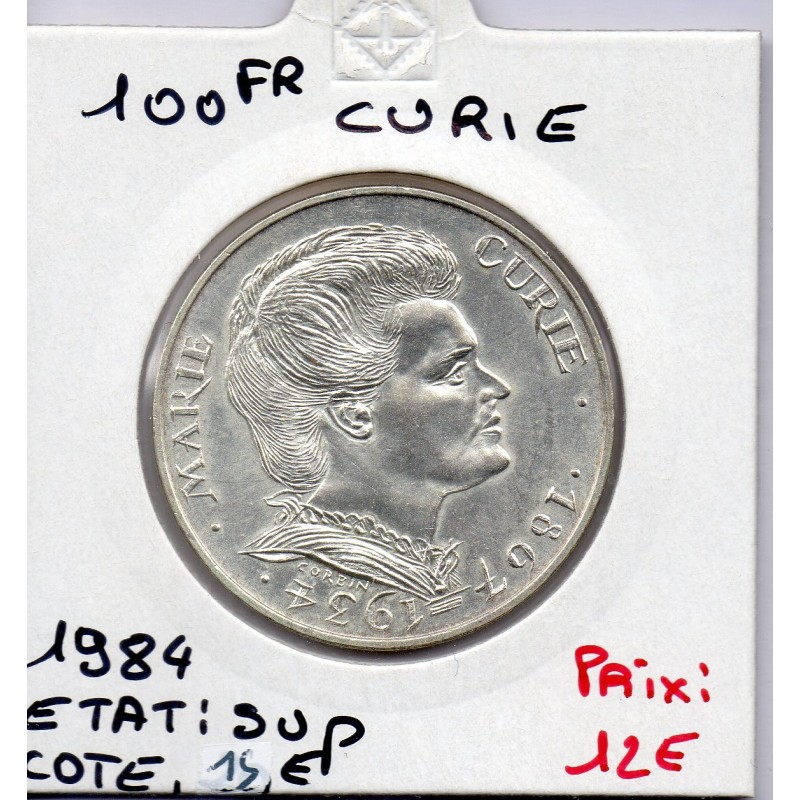 100 francs Marie Curie 1984 Sup, France pièce de monnaie