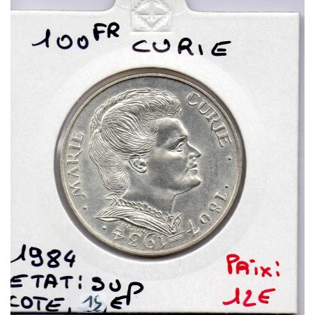 100 francs Marie Curie 1984 Sup, France pièce de monnaie