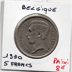 Belgique 5 Francs 1930 en Flamand TTB+ , KM 98 pièce de monnaie