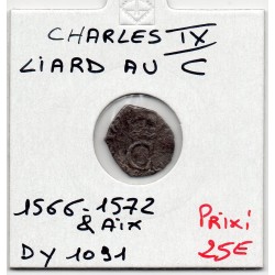 Liard au C 1566-1572 & aix Charles IX  pièce de monnaie royale