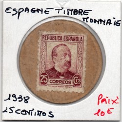 Espagne timbre 25 centimos 1938 pièce de monnaie