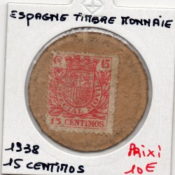 Espagne timbre 15 centimos 1938 pièce de monnaie