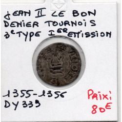Denier Tournois 3eme type Jean II (1355-1356) pièce de monnaie royale