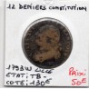 12 denier Constitution Louis XVI 1793 W Lille TB-, France pièce de monnaie