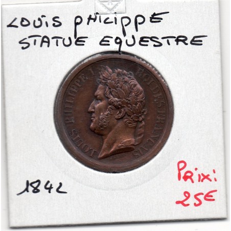 Medaille Louis Philippe statue equestre en bronze, Barre 1842 poinçon Bronze