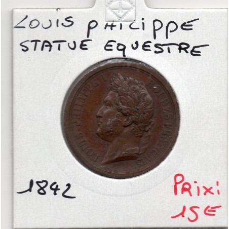 Medaille Louis Philippe statue equestre en bronze, Barre 1842 poinçon Bronze