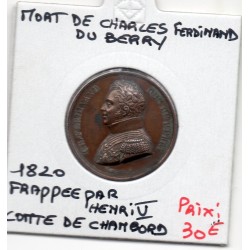 Medaille Henri V, Mort de Charles Ferdinand Duc de Berry, 1820, Caqué