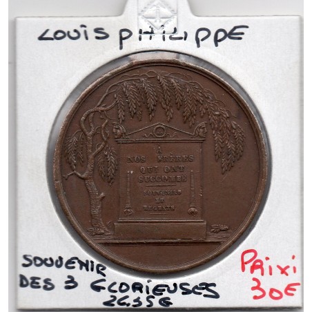Medaille Paris, souvenirs des 3 glorieuses, Louis Philippe 1830, anonyme