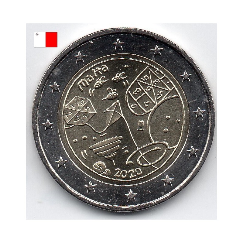 2 euros commémoratives malte 2020 jeux d'enfants pieces de monnaie €