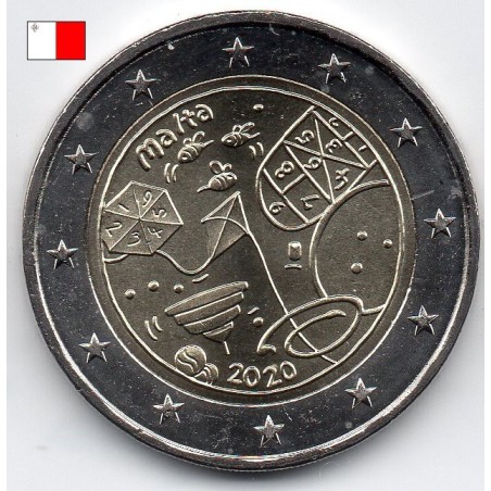 2 euros commémoratives malte 2020 jeux d'enfants pieces de monnaie €