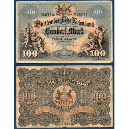 Allemagne Bade Pick N°S979a, Billet de banque de 100 Mark 1902