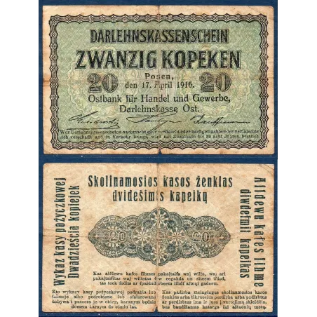 Allemagne Pick N°R120, B Billet de banque de 20 Kopeck 1916