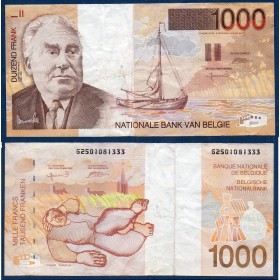 Belgique P.150, TTB Billet de 1000 Francs Belge 1997 Constant Permeke