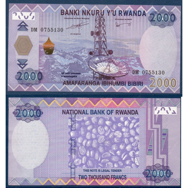 Rwanda Pick N°40, Neuf Billet de banque de 2000 Francs 2014