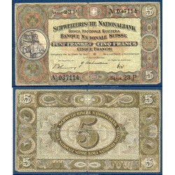 Suisse Pick N°11j, TB Billet de banque de 5 Francs 1942