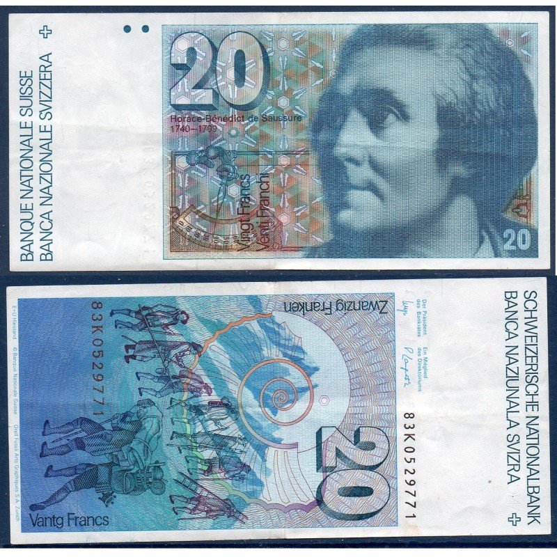 Suisse Pick N°55e, Billet de banque de 20 Francs 1983