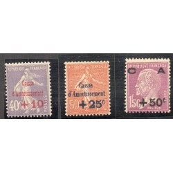 Timbre France Yvert No 249-251 Caisse d'amortissement neuf **