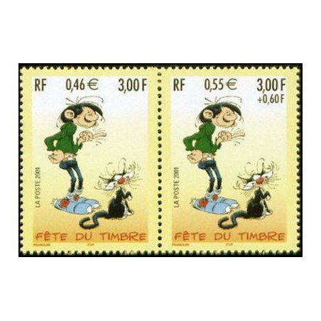 Timbre Yvert France No P3371A  Journée du timbre, Gaston Lagaffe issu de carnet paire