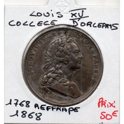 Medaille Louis XV College d'Orleans refrappe anniversaire, Duvivier 1768 bronze argenté
