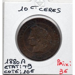 10 centimes Cérès 1880 A Paris TB, France pièce de monnaie