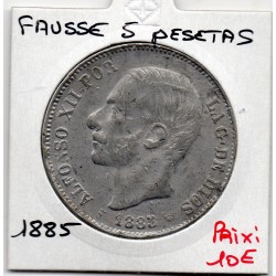 Espagne Fausse 5 pesetas 1885 TTB, KM -pièce de monnaie