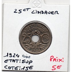 25 centimes Lindauer 1924 Paris Sup, France pièce de monnaie