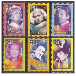 Timbre Yvert France No 3391-3396 Série artistes de la chanson