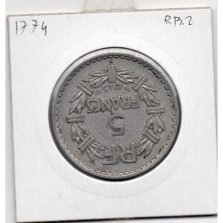 5 francs Lavrillier 1945 B Beaumont TTB, France pièce de monnaie