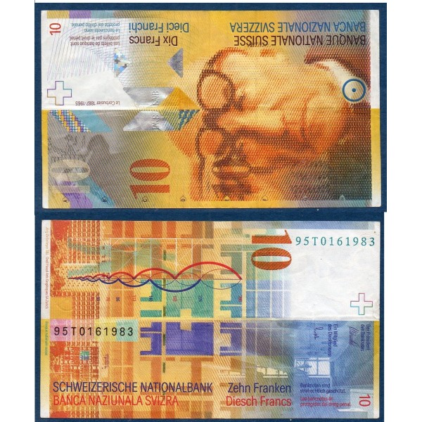 Suisse P.66a, TTB Billet de 10 Francs 1995 Le corbusier