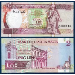Malte Pick N°45d, Neuf Billet de banque de 2 Liri 1994