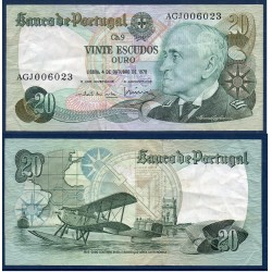 Portugal Pick N°176b, TTB Billet de banque de 20 Escudos 1978