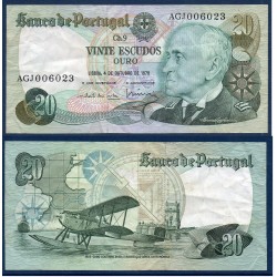 Portugal Pick N°176b, TTB Billet de banque de 20 Escudos 1978