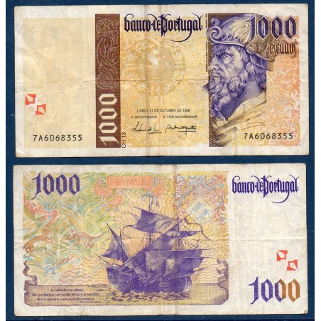 Portugal Pick N°188b, TB Billet de banque de 1000 Escudos 1996