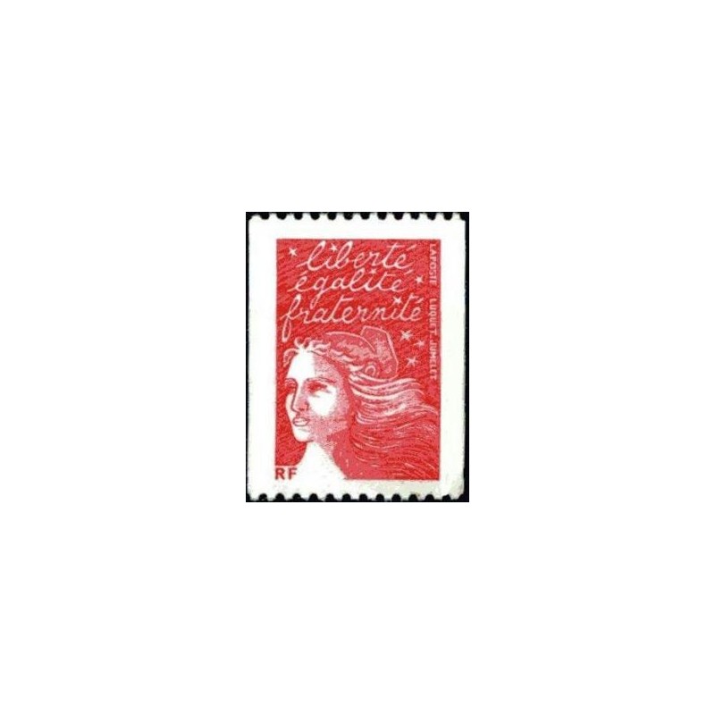 Timbre Yvert  France No 3418 Marianne de Luquet sans valeur rf rouge, issu de roulette