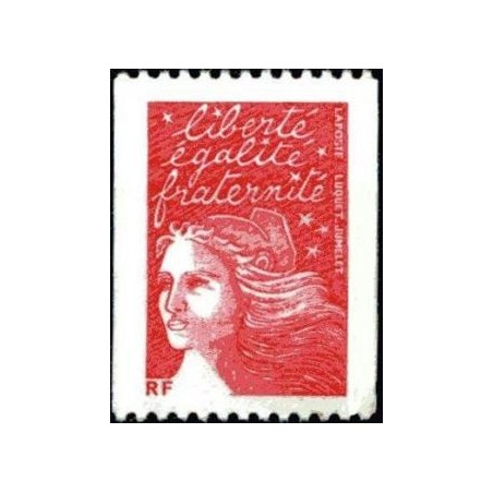 Timbre Yvert  France No 3418 Marianne de Luquet sans valeur rf rouge, issu de roulette