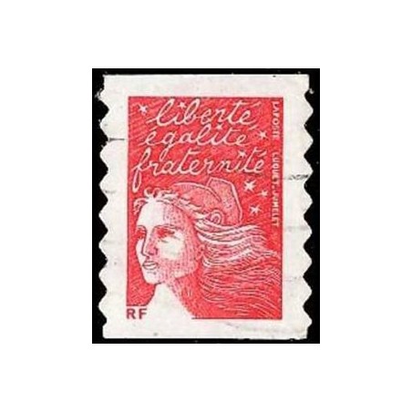 Timbre Yvert France No 3419 Marianne de Luquet sans valeur rf rouge, issu de carnet adhésif TII