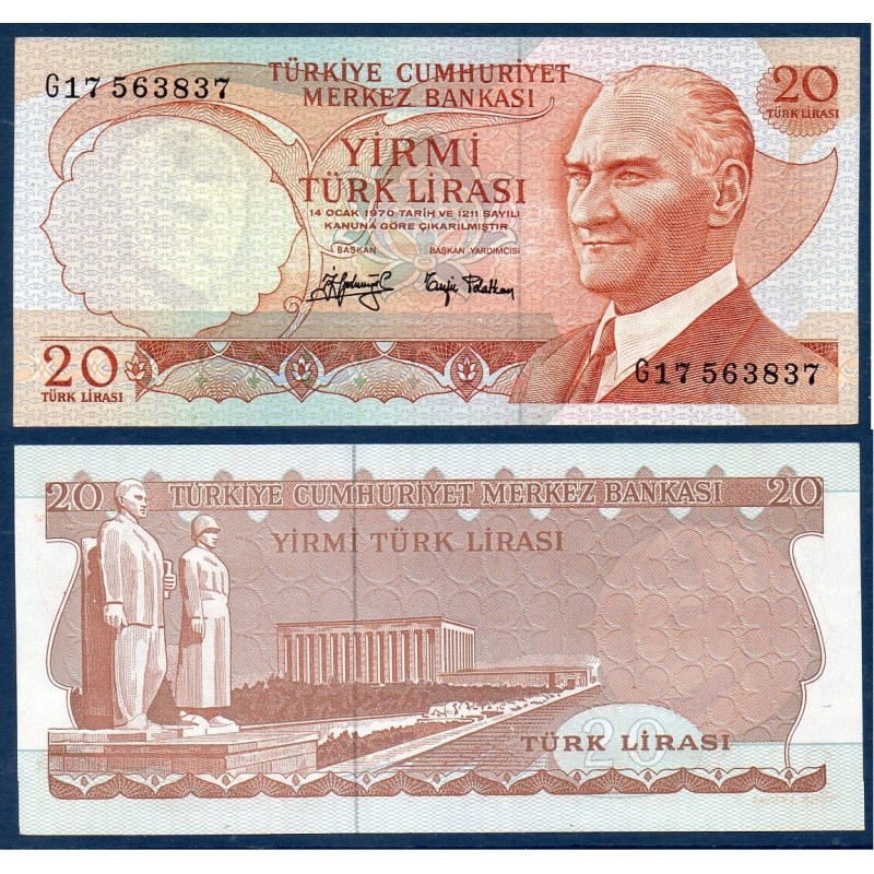 Turquie Pick N°187a, Billet de banque de 20 Lira 1974