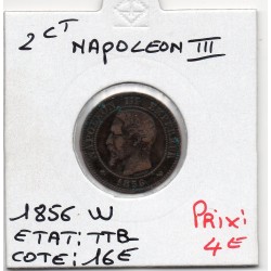 2 centimes Napoléon III tête nue 1856 W Lille TTB-, France pièce de monnaie