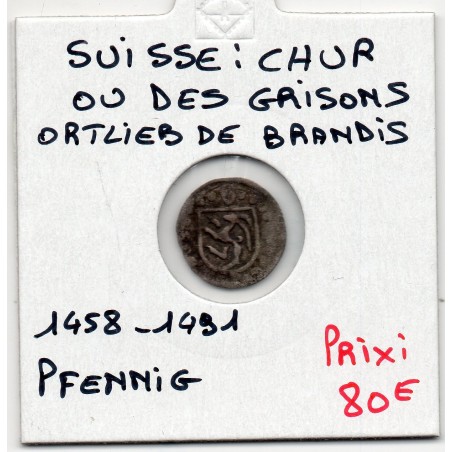 Suisse Chur/Coire Ortlieb 1 Pfennig 1458-1491 TB, pièce de monnaie