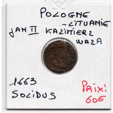 Pologne Lituanie 1 Solidus 1663 TTB+, KM 110 pièce de monnaie