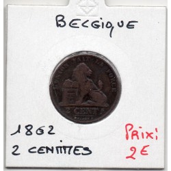 Belgique 2 centimes 1862 TB, KM 4.2 pièce de monnaie