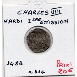 Hardi 1ere emission Charles VIII (1483) Bordeaux pièce de monnaie royale