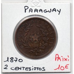 Paraguay 2 centesimos 1870 TTB+, KM 3 pièce de monnaie